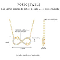 Lab Grown Diamond Infinity Knot Necklace With Cute Heart