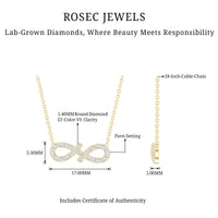 Pave Set Lab Grown Diamond Sideways Infinity Necklace