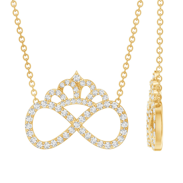 Lab grown diamond crown pendant necklace by Rosec Jewels featuring a sparkling crown-shaped design with intricate detailing.