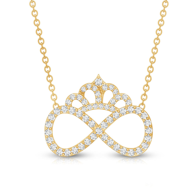 Lab grown diamond crown pendant necklace by Rosec Jewels featuring a sparkling crown-shaped diamond pendant on a delicate chain.