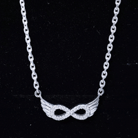 Sideways Pave Set Lab Grown Diamond Angel Wing Necklace