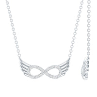 Sideways Pave Set Lab Grown Diamond Angel Wing Necklace