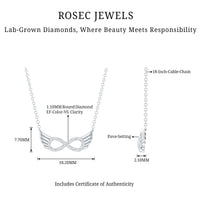 Sideways Pave Set Lab Grown Diamond Angel Wing Necklace