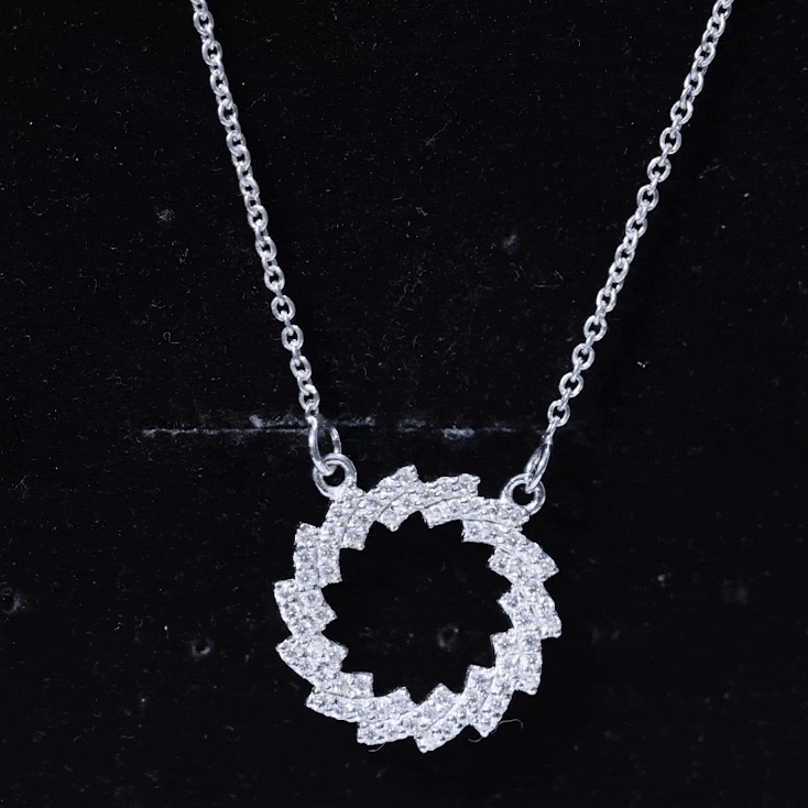 Yellow lab-grown diamond eternity pendant necklace by Rosec Jewels, featuring a continuous row of sparkling diamonds.