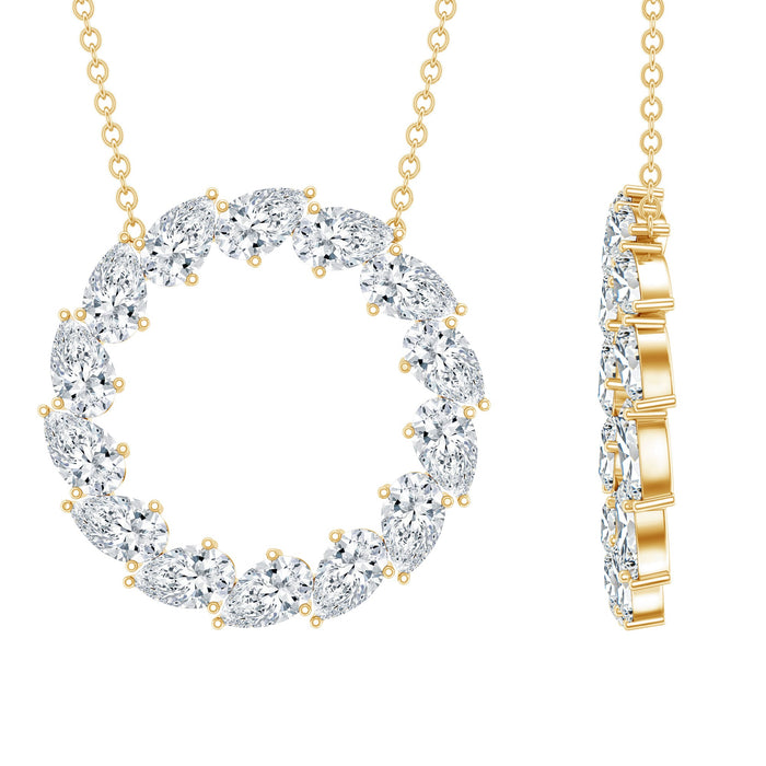 Certified Lab Pear Diamond Eternity Circle Pendant by Rosec Jewels featuring a row of pear-shaped lab-grown diamonds on a delicate chain.