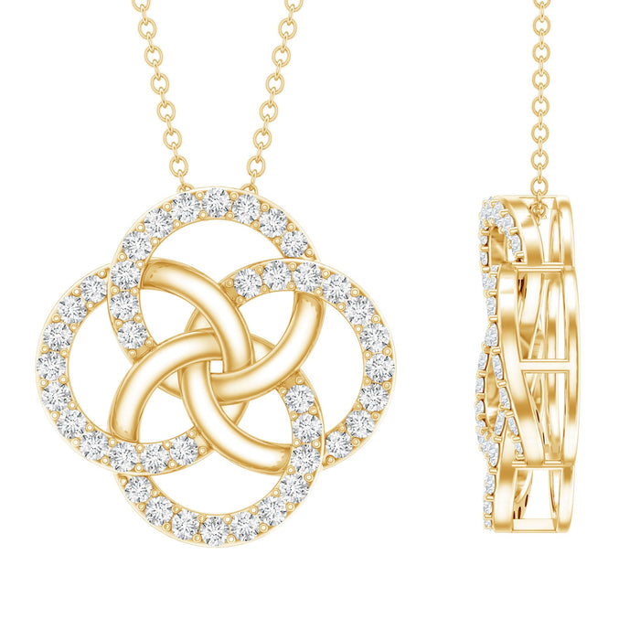 Lab grown diamond interlocking circle pendant necklace by Rosec Jewels, featuring sparkling circular designs in a delicate chain.
