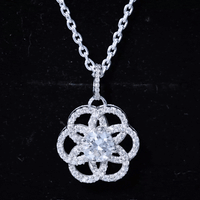 Lab 6 MM Round Diamond Flower Bridal Necklace