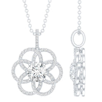 Lab 6 MM Round Diamond Flower Bridal Necklace