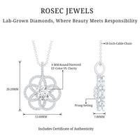 Lab 6 MM Round Diamond Flower Bridal Necklace