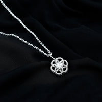 Lab 6 MM Round Diamond Flower Bridal Necklace