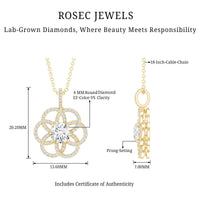 Lab 6 MM Round Diamond Flower Bridal Necklace