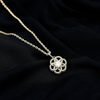 Lab 6 MM Round Diamond Flower Bridal Necklace