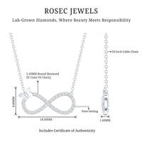 Lab Pave Set Diamond Sideways Infinity Butterfly Necklace