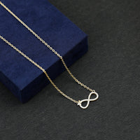 Lab Pave Set Diamond Sideways Infinity Butterfly Necklace