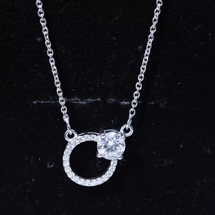 Yellow gold circle of life pendant with 6mm lab-grown diamond, crafted by Rosec Jewels, featuring intricate design details.