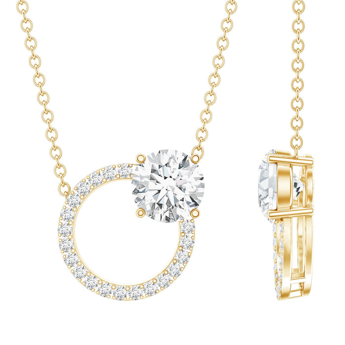 Rosec Jewels Certified Lab 6mm Diamond Circle of Life pendant, showcasing a sparkling diamond circle necklace on a neutral background.