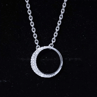 Pave Set Lab Grown Diamond Open Circle Pendant Necklace