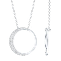 Pave Set Lab Grown Diamond Open Circle Pendant Necklace