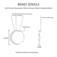 Pave Set Lab Grown Diamond Open Circle Pendant Necklace