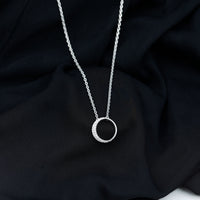 Pave Set Lab Grown Diamond Open Circle Pendant Necklace