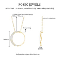 Pave Set Lab Grown Diamond Open Circle Pendant Necklace