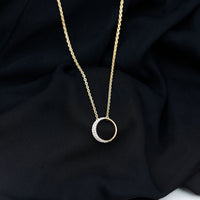 Pave Set Lab Grown Diamond Open Circle Pendant Necklace
