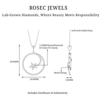 Certified Lab Grown Diamond Open Circle Necklace With Star
