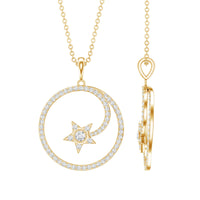 Certified Lab Grown Diamond Open Circle Necklace With Star