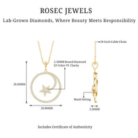 Certified Lab Grown Diamond Open Circle Necklace With Star
