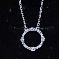 Certified Lab Grown Diamond Half Bezel Set Open Circle Necklace