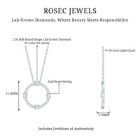 Certified Lab Grown Diamond Half Bezel Set Open Circle Necklace