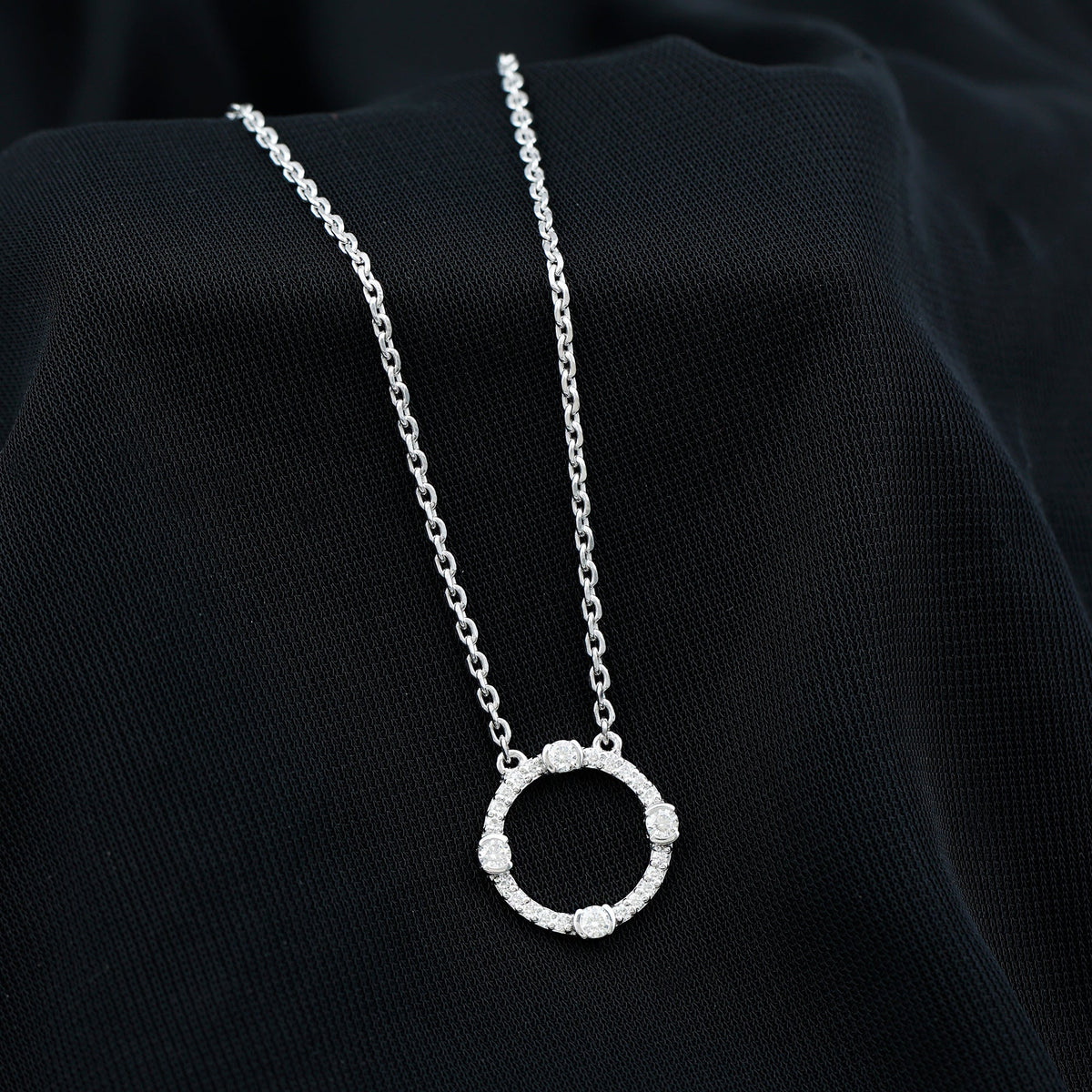Certified Lab Grown Diamond Half Bezel Set Open Circle Necklace