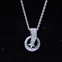 Lab Grown Diamond Star Circle Necklace With Decorated Bail