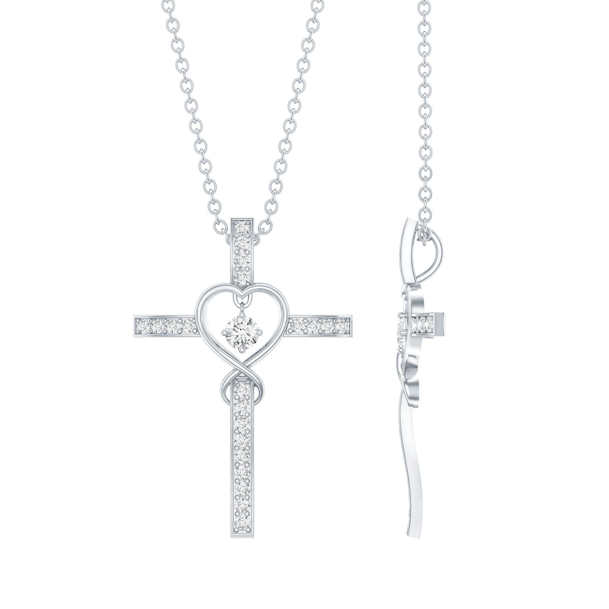Certified Lab Grown Diamond Cross Heart Necklace