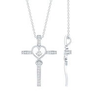 Certified Lab Grown Diamond Cross Heart Necklace