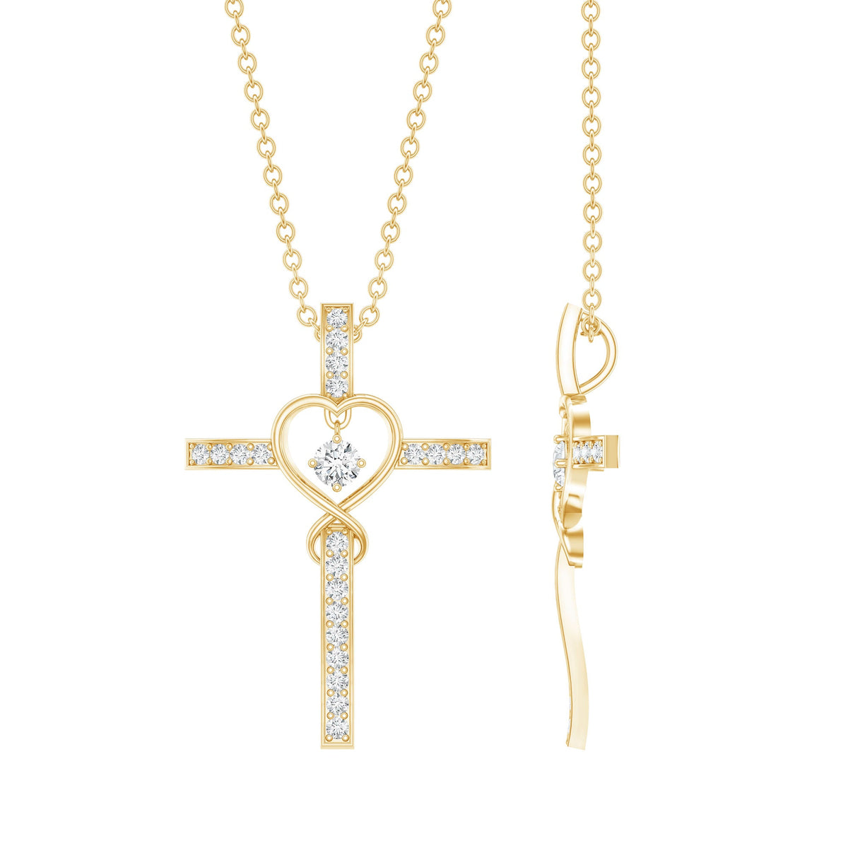 Certified Lab Grown Diamond Cross Heart Necklace