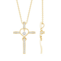 Certified Lab Grown Diamond Cross Heart Necklace