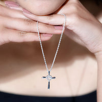 Certified Lab Grown Diamond Catholic Cross Heart Necklace