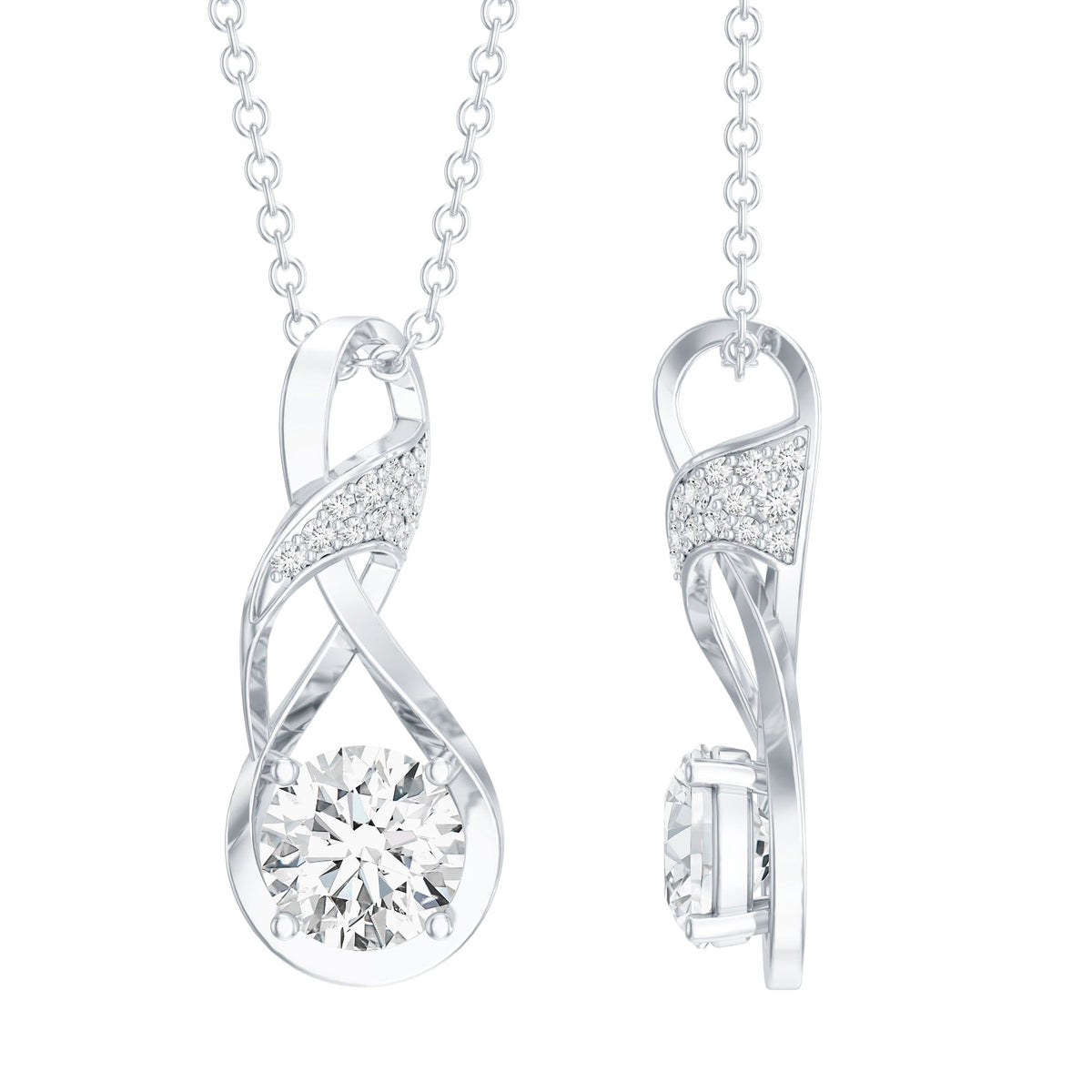 Certified Lab 6 MM Round Diamond Infinity Pendant Necklace