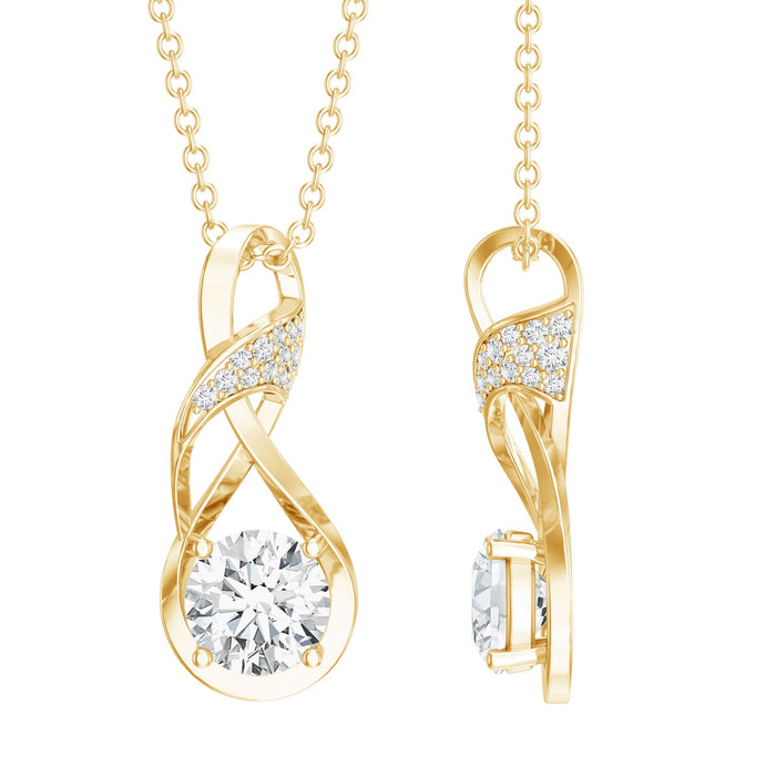 Rosec Jewels Certified Lab Diamond Infinity Pendant Necklace with 6mm round diamonds, elegant jewelry pendant.