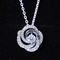 Lab Grown Diamond Prong Set Flower Pendant Necklace