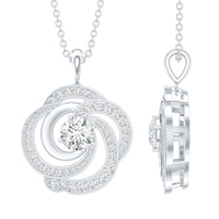 Lab Grown Diamond Prong Set Flower Pendant Necklace