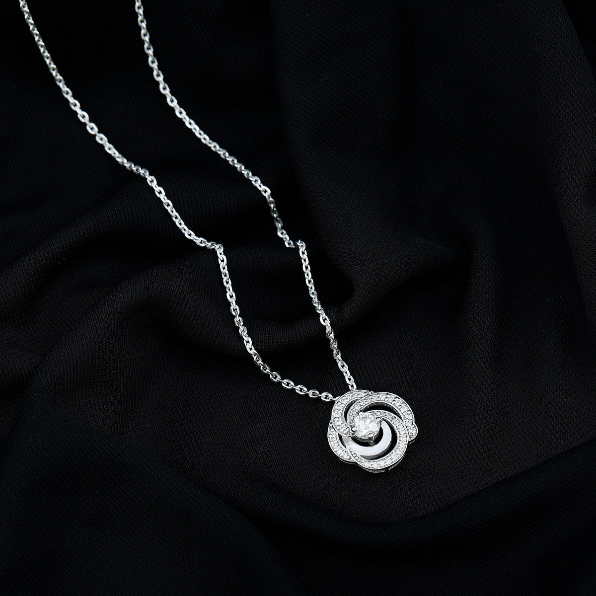 Lab Grown Diamond Prong Set Flower Pendant Necklace