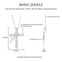 Pave Set Lab Grown Diamond Double Cross Charm Necklace