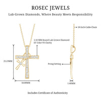 Pave Set Lab Grown Diamond Double Cross Charm Necklace