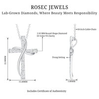 Pave Set Lab Grown Diamond Double Cross Necklace
