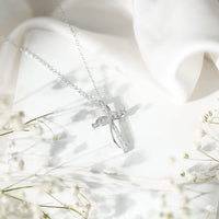 Pave Set Lab Grown Diamond Double Cross Necklace