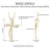 Pave Set Lab Grown Diamond Double Cross Necklace