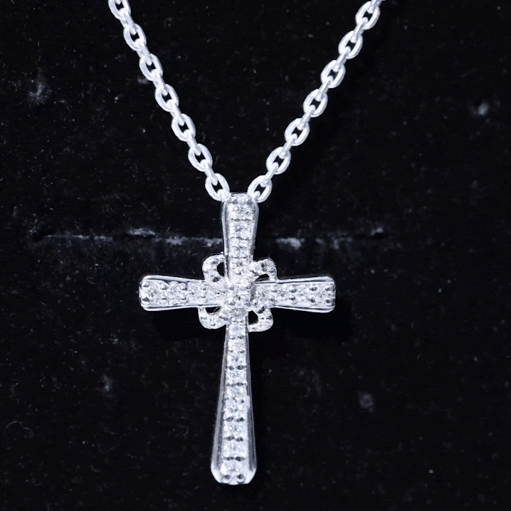 Yellow lab grown diamond Catholic cross pendant necklace by Rosec Jewels, featuring a detailed religious cross design.