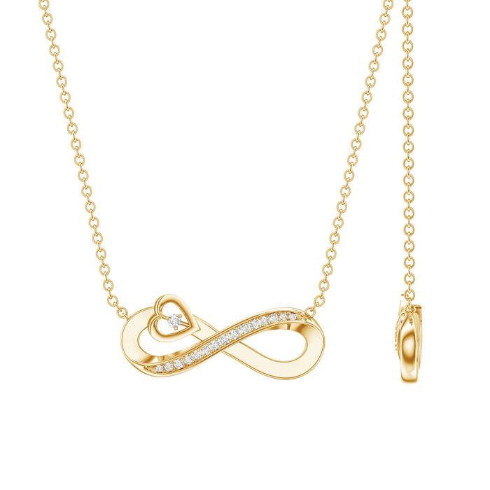 Lab grown diamond infinity heart pendant necklace by Rosec Jewels featuring sparkling diamonds and elegant design.